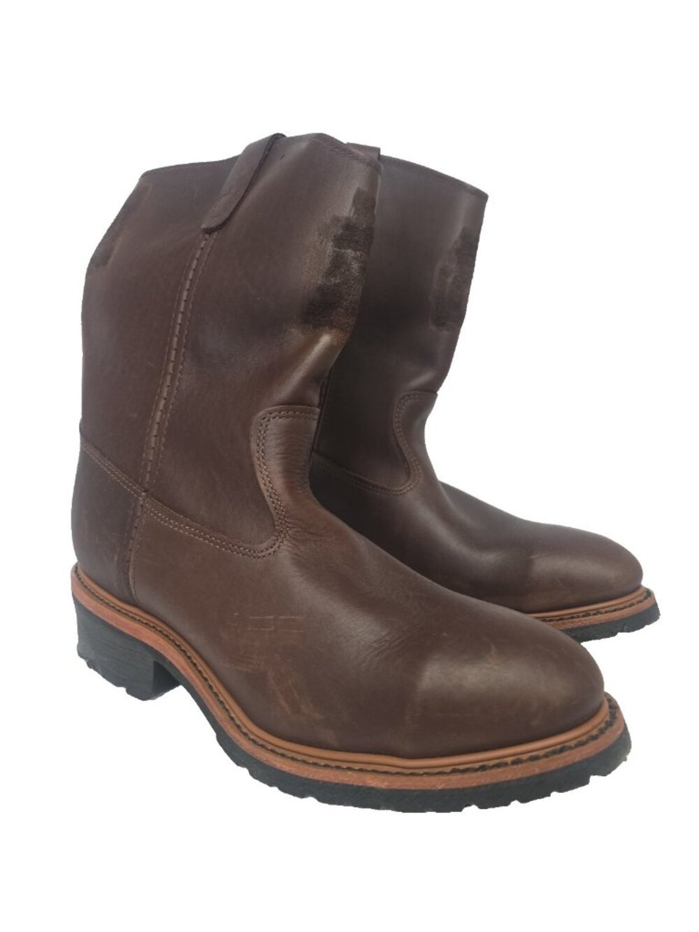 Hall's 12" Pull-On Steel Toe Western Wellington Boot 621 Brown Size 11D